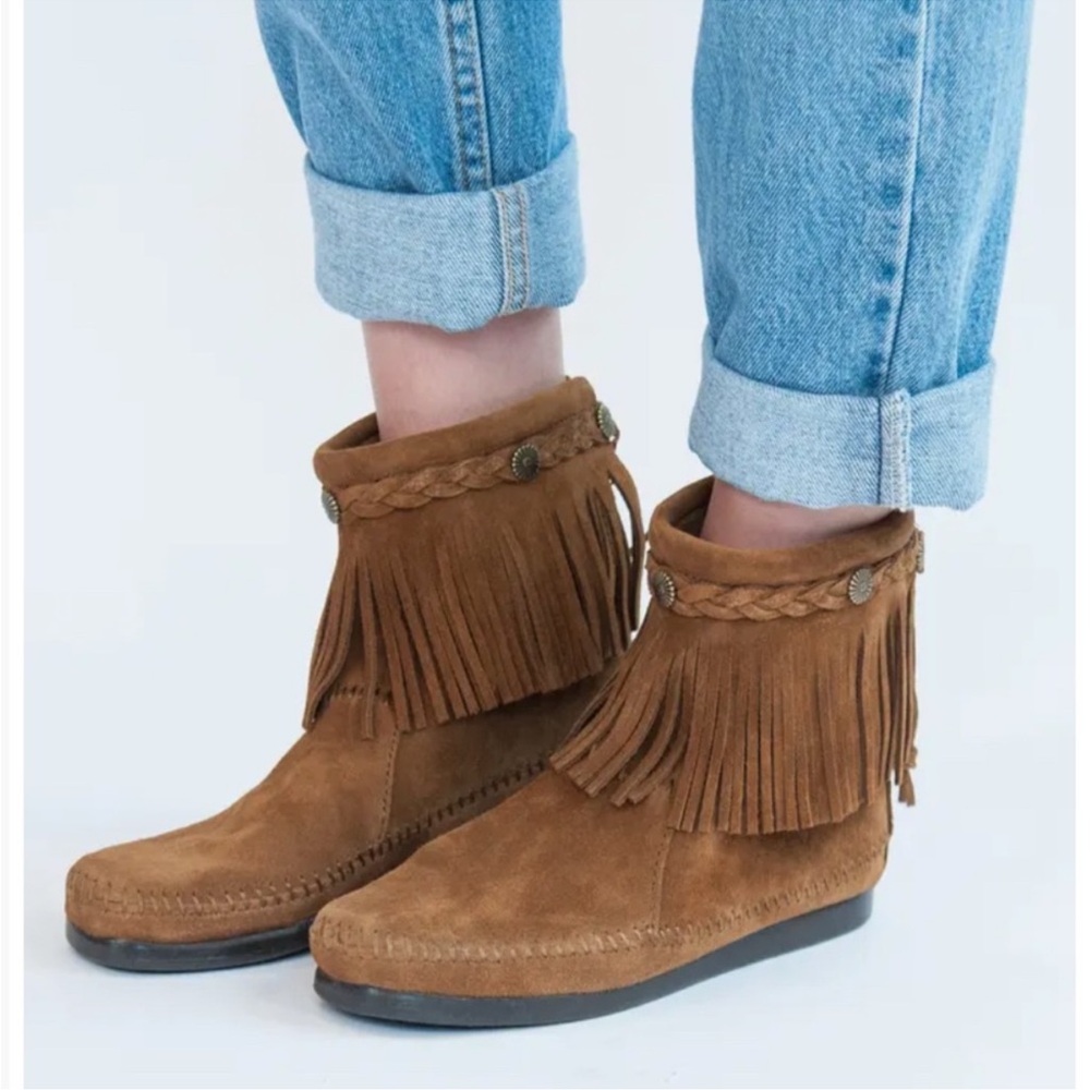 Minnetonka Fringe Ankle Boots